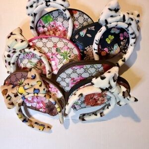 Kids Plush Ear Headband with Floral Accent - Multicolor